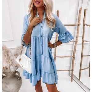 Cute ruffled tier blue dress!